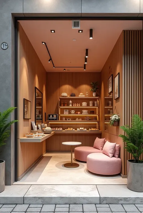 A bakery with a pink study area and great architectural design, more images
