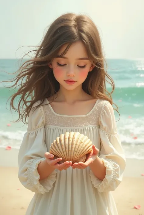 Illustration of a girl with a seashell