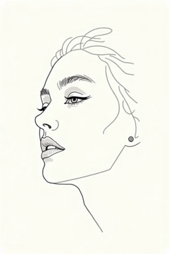 "Continuous line drawing of a portrait of a person with detailed features. The style should be minimalist and elegant, with soft, fluid lines that capture the essence of the face." The style should be one art line