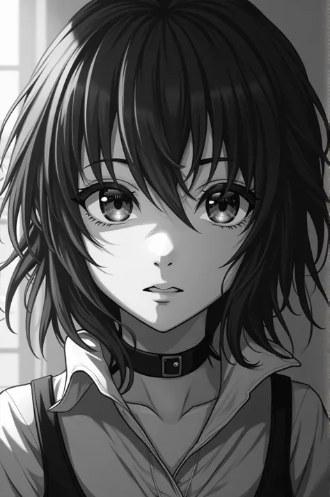 ((best quality)), ((masterpiece)), (detailed), Perfect face real room black and white for a girl many posters on the wall anime characters and rapper