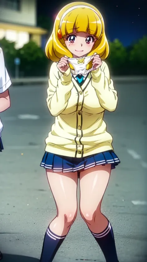 scared, yayoi kose, short hair, blonde, (good eyes:1.3), hair band, white hair band, embarrassing,blush,
ripping a skirt, school...