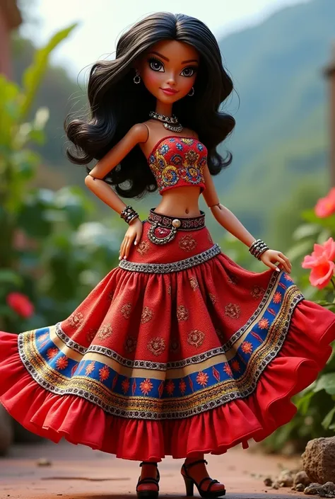 Make me a Bratz with a Colombian skirt from Antioquia 