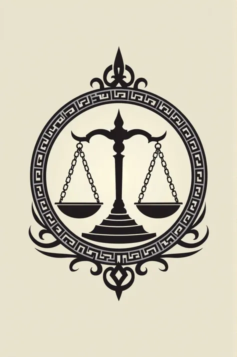 a legal scale logo with decoration on the edge  with the words HUKUM PIDANA ISLAM 