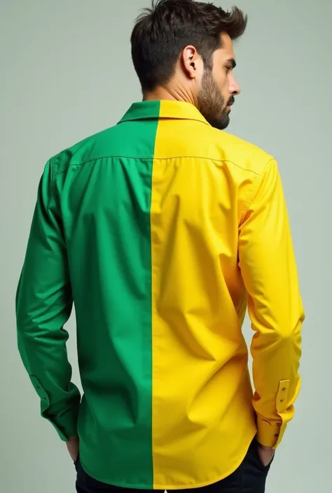 Create a half-green and half-yellow shirt