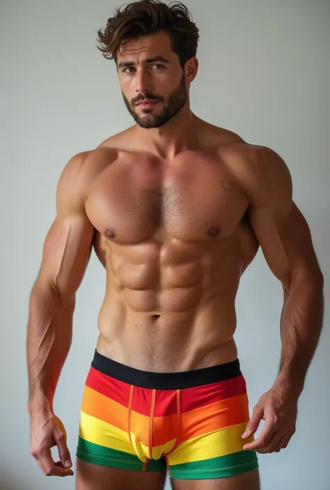 Muscular man in gay boxers