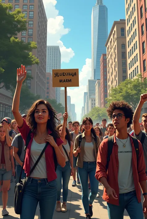 Students protesting on road.