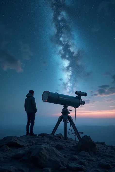 Fotogerçekçilik:1.2, Telescope and polar rays looking at the night sky from the ground