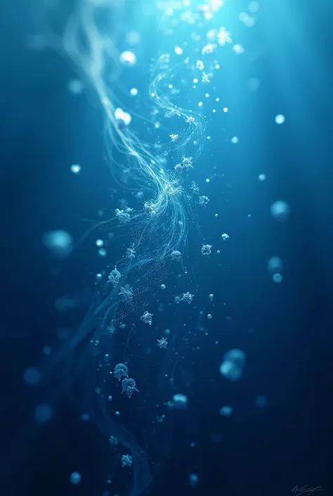 Image of a group of small plankton in the sea, with a navy blue background showing the scale of the whale&#39;s food.