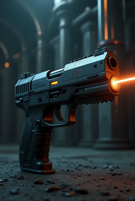 Generate a gun with laser attachment