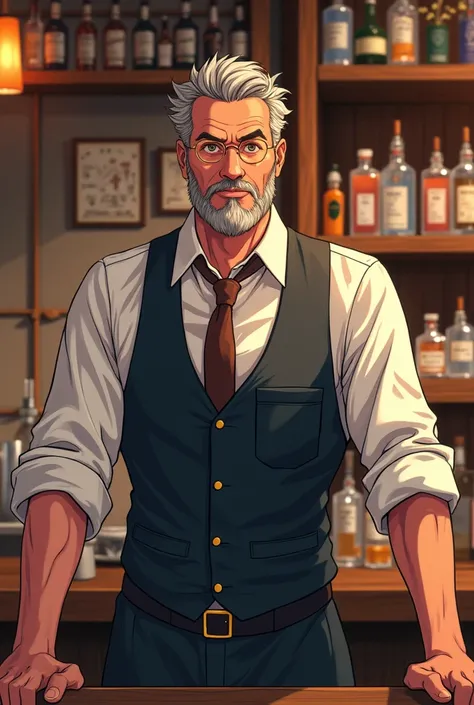 Amale bar waiter of age 2 wirh beard 9 for manga art