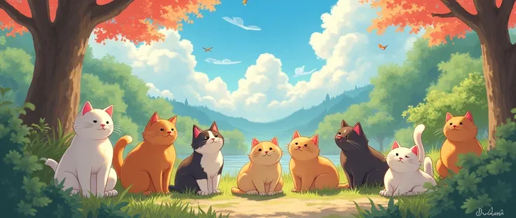 Anime ,masterpiece,best quality, Kawaii Cats, Studio Ghibli Inspired