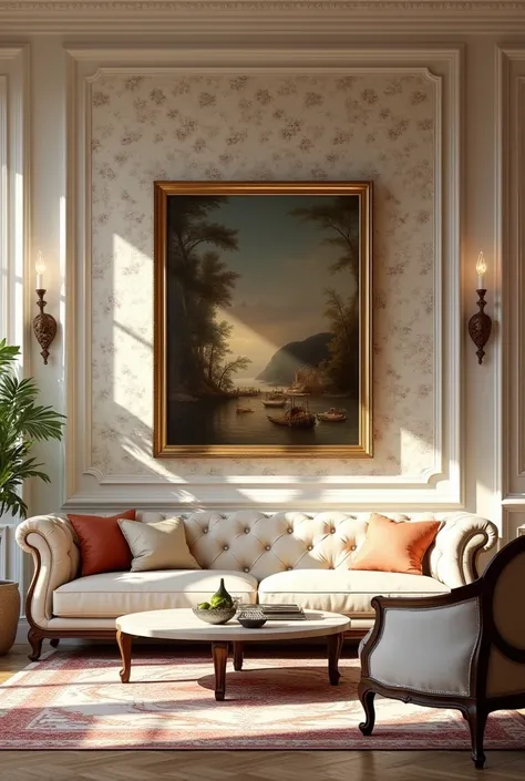 Beautiful classic design living room and wall paper design with beautiful painting art size 25x25 inches 