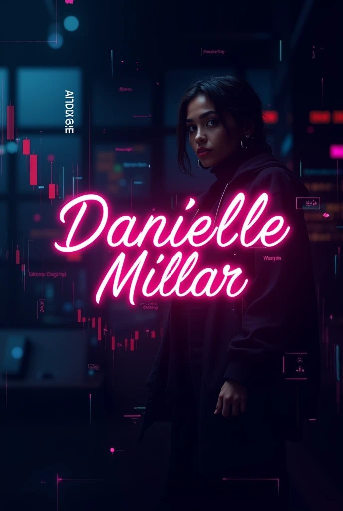 "Danielle Millar" logo fluorescent with stock market 