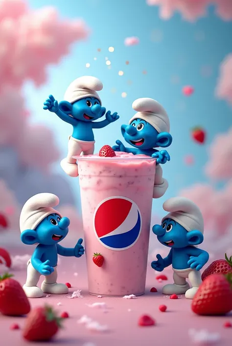 Pepsi Strawberry Yogurt with the Smurfs in the picture 