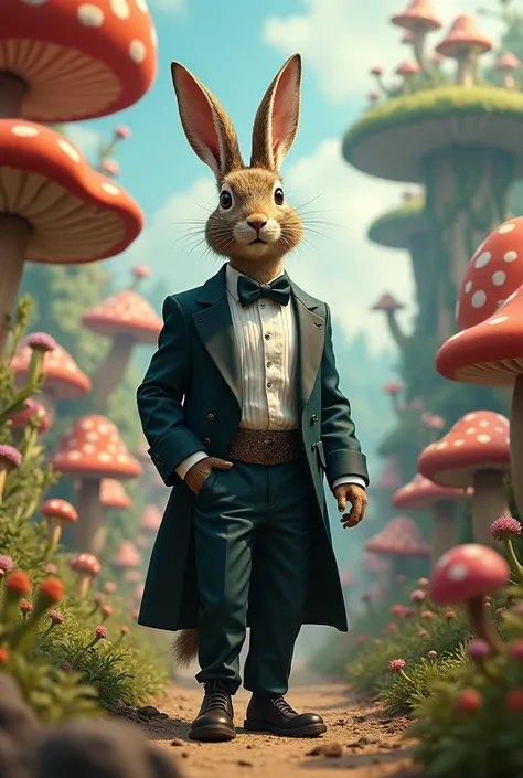 A hare like Wonderland With a messy formal suit