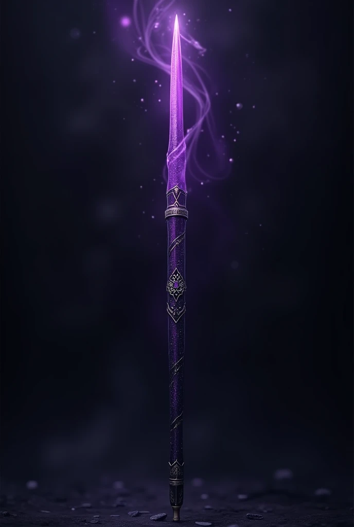 A purple wand, black and silver 