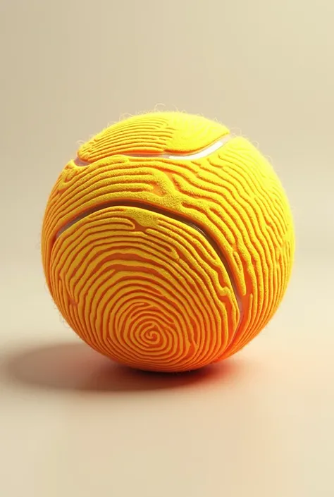 Tennis ball in orange and yellow colors, as if it were a fingerprint 