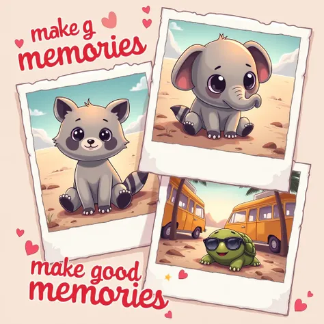 create a smart illustration, with good layout, and design features, ((glad)) with good contrast, with fine and delicate lines, cute fun, to the audience (The image shows three photos with images of ((3 squishmallows animals estilo cartoon: to the left, um ...