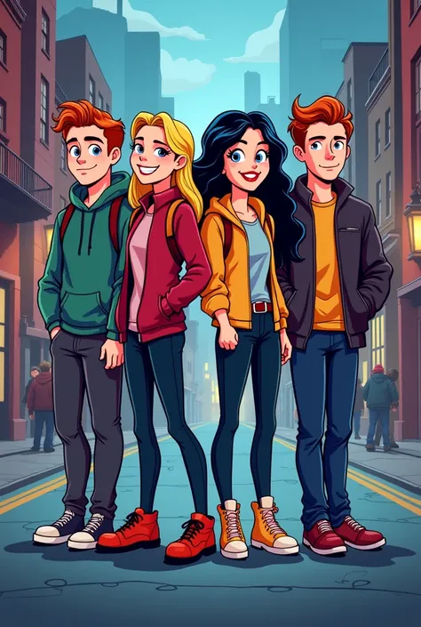 Image of the main characters of the series Riverdale in cartoon style