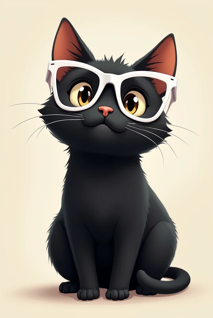 Black Cat with white glasses and little brown skin back her head 