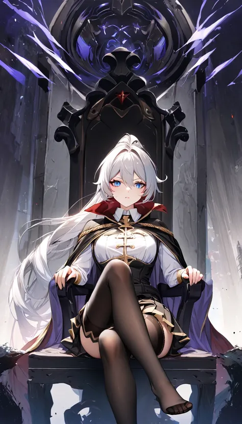 (masterpiece), best quality, ((ultra-detailed)), ((an extremely detailed and delicate)), (8k cg wallpaper), (stunning art), ((illustration)), kiana kaslana (honkai impact 3rd), herrscher of finality, white hair, ahoge, ponytail, very long hair, blue eyes, ...