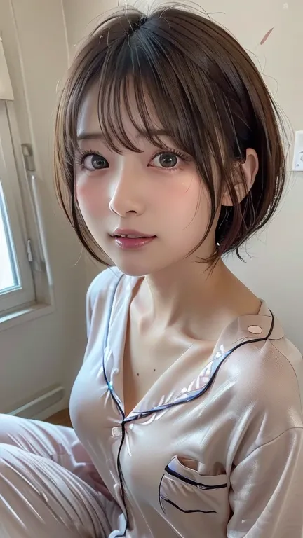 (8k, Photorealistic, RAW Photos, Best image quality: 1.4), Japanese schoolgirl、Short Bob、Super detailed face、Eye on the details、double eyelid、Sharp focus:1.2、Beautiful woman:1.4、Light brown hair、Highest quality、masterpiece、Ultra-high resolution、(Photoreali...