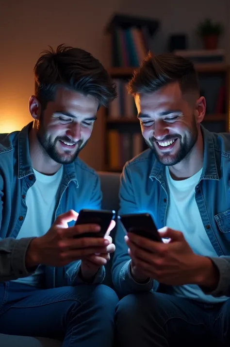 two men are playing a game on the phone