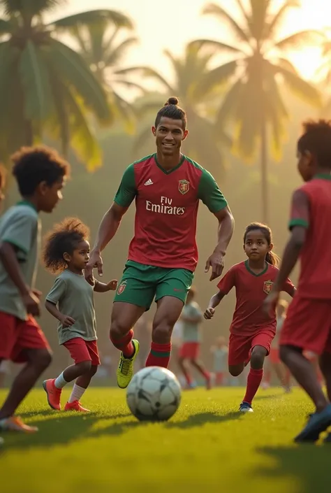 Ronaldo playing football with kerala kids
