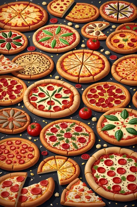 create image of 40 pizza flavors