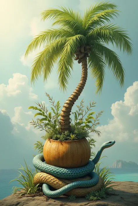 A fusion of coconut tree snake cup