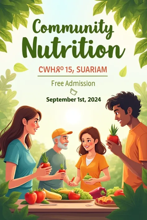 Create a poster image , with the title of "  nutrition" , with some referral images and write that the session would be free of cost and it would be held on 1st September, 2024 on Sunday 