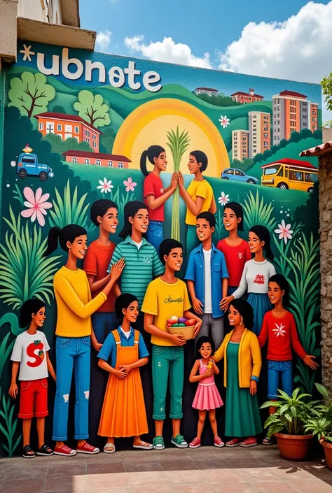 Mural of cooperativism in Mexico uvuntu and cooperative consumer stores partners 
