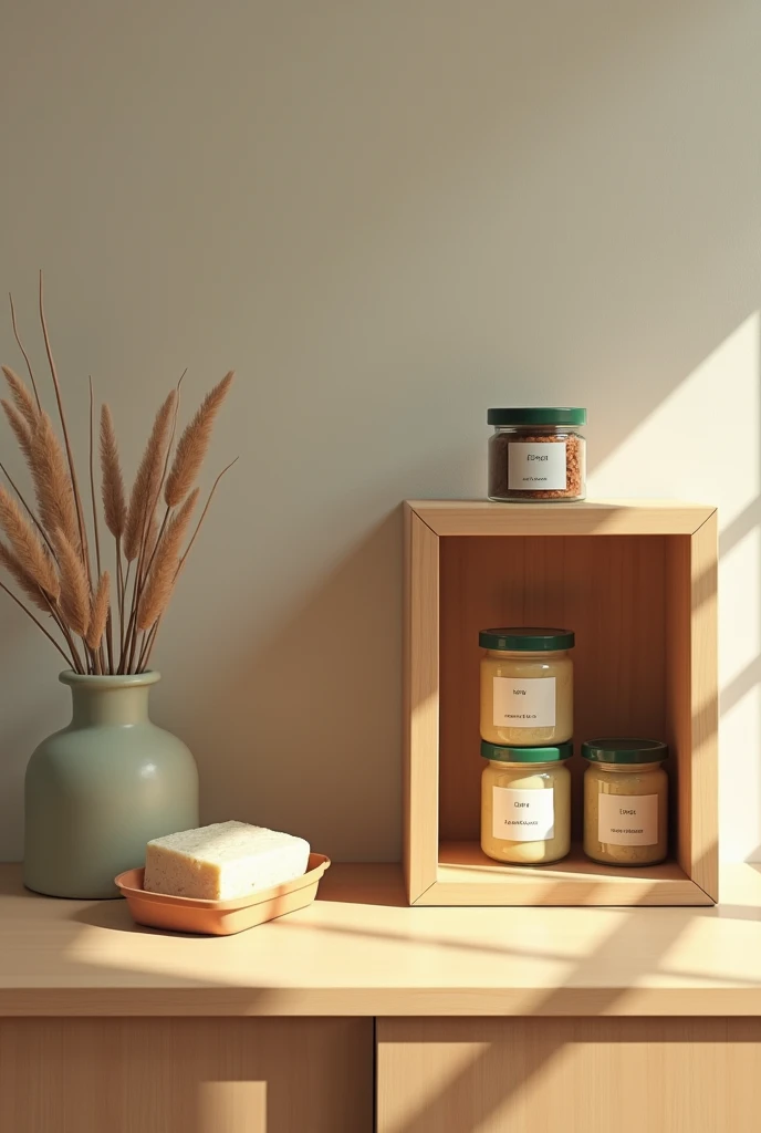 Small stack of canned goods and soap inside a cabinet
