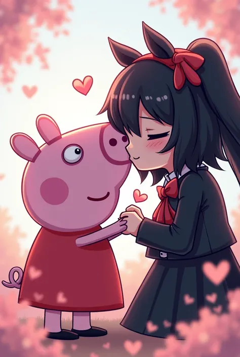 Kuromi kissing Peppa