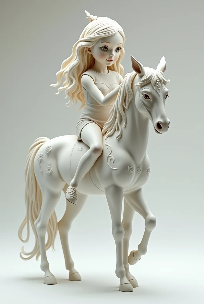 (Sagittarius Porcelain Doll)、(Girl Centaur Statue)、Fantastic and dreamy, Dream Style, bucolic、Fairytale、Blank Background、A plain background、3d、