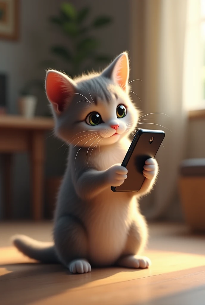 Cat using phone

