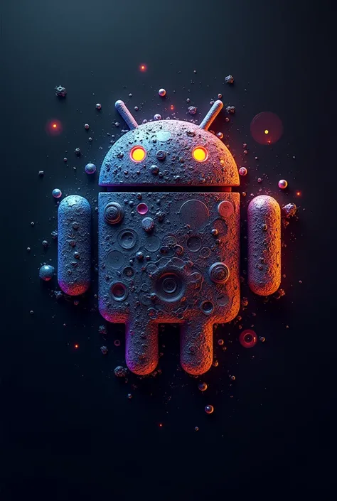 Android logo wallpaper, detailed and textured, colourful, amoled