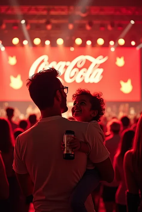 a coca cola campaign for father&#39;s day, with a Luan Santana show in the background 