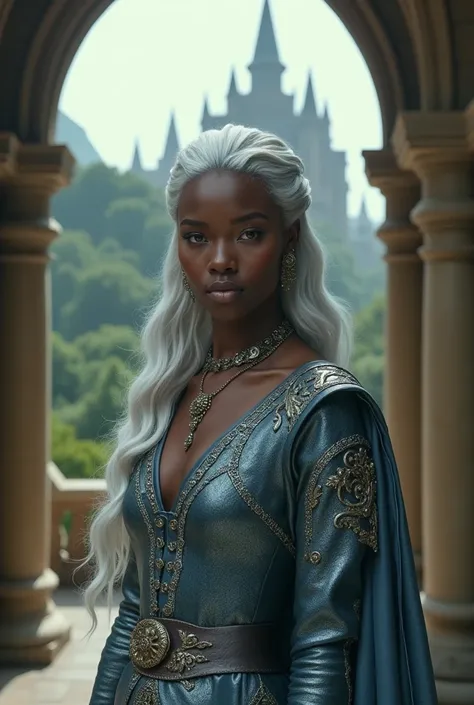 A silver-haired velaryon and the fairest of the seven kingdoms,She has black skin color She is the most beautiful in the world She is  She is in driftmark 