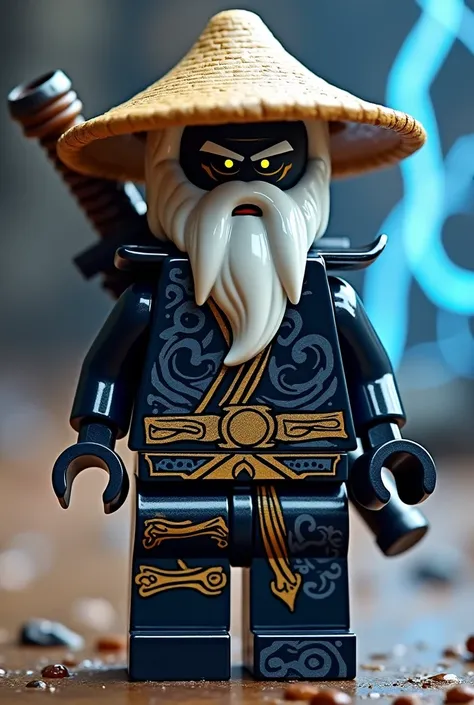 Créer moi un lego ninja go avec pas de muscles et pas de masque ni de bandeaux le premier maitre du spijisufuturiste de la dernière puissance fusionnaire et doit être en lego un ninja avec un chapeau de paille en rond en jaune et avec une barbe blanche aut...