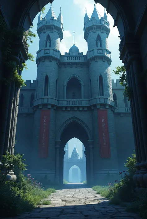  Game background - menu anime fantasy cartoon medieval without people castle entrance ominous  