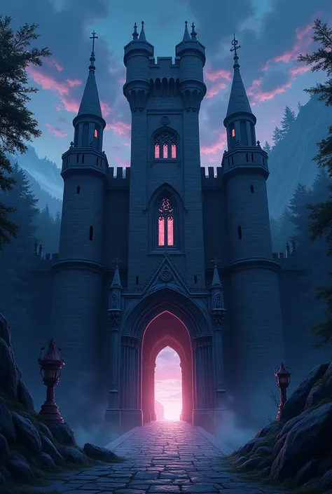  Game background - menu anime fantasy cartoon medieval without people castle entrance ominous scary