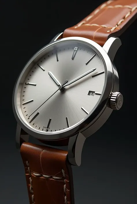 All silver and leather watch