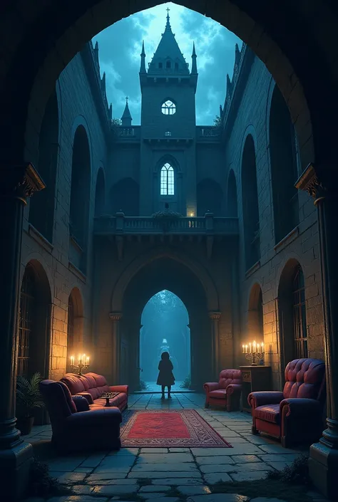  Game background - menu anime fantasy cartoon medieval without people castle ominous scary inside the castle inside the building living room