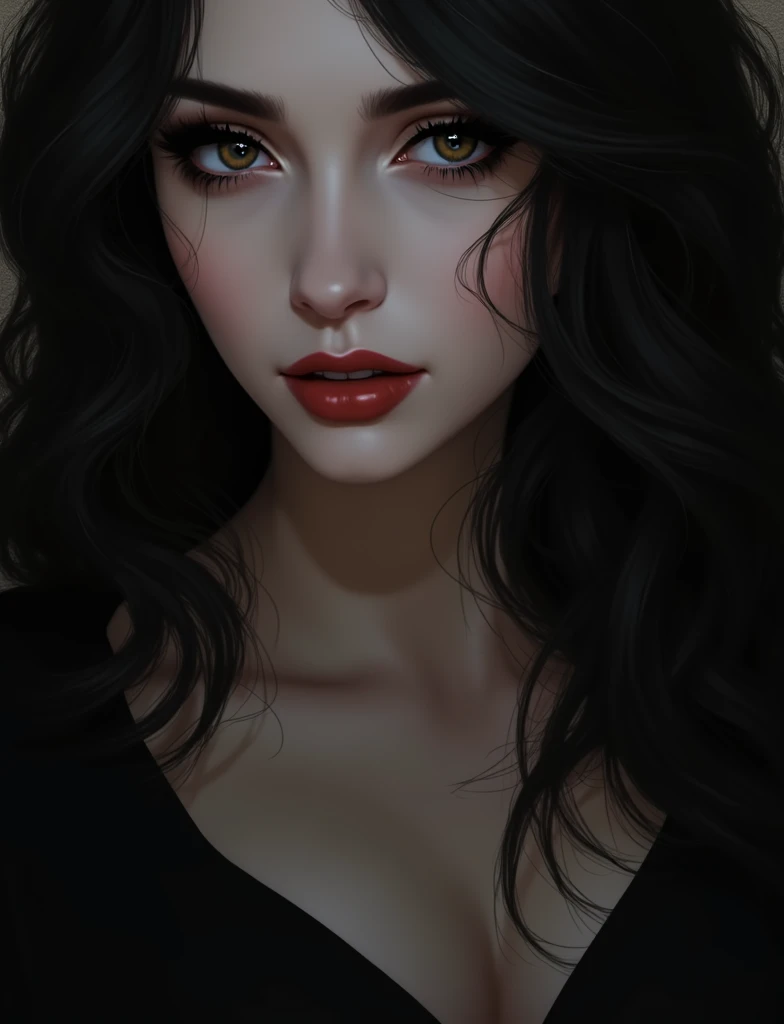 portrait of femme_fatale, long_hair, realism, 