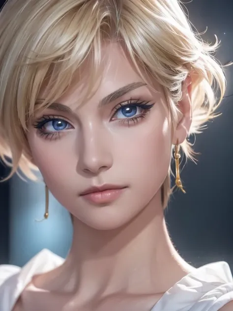 Sailor Uranus, a beautiful young face, Realistic Face, a beautiful teenage boy, portrait, beautiful detailed eyes, beautiful detailed lips, extremely detailed eyes and face, long eyelashes, intricate details, Perfect facial details, delicate features, blon...