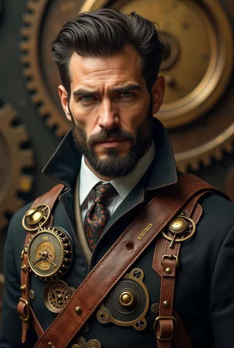 one side steampunk male