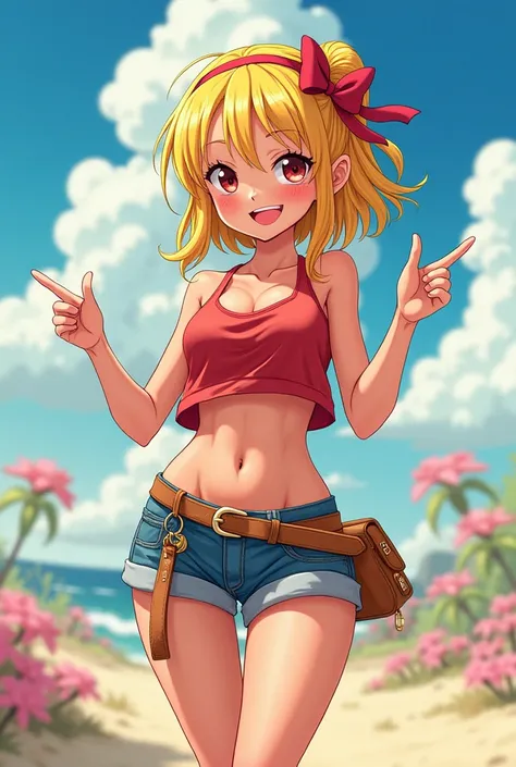 Une fille blonde au style manga One piece 