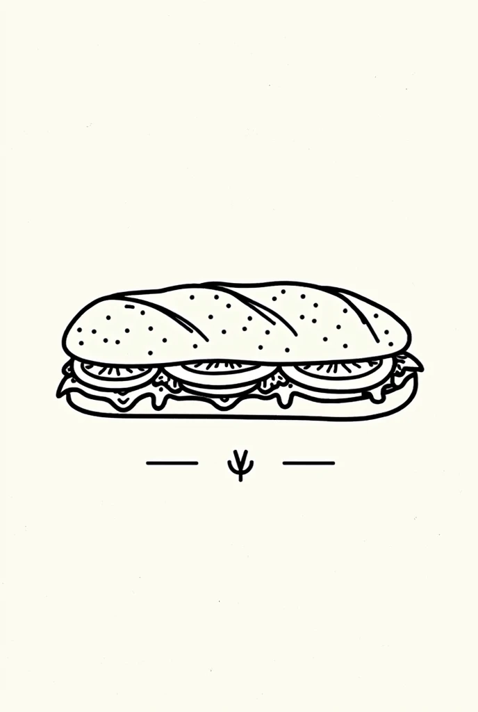 Logo of artisan baguette sandwich drawn in lines 