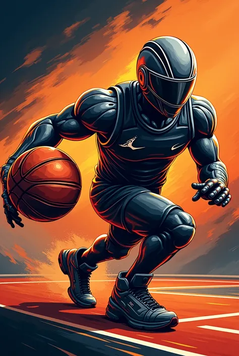 A stylized, dynamic vector illustration of a basketball, posed in a powerful, athletic stance, showcasing its Strength and agility, set against a bold, contrasting background that resonates with the energetic vibe of a basketball court, the buck s body is ...